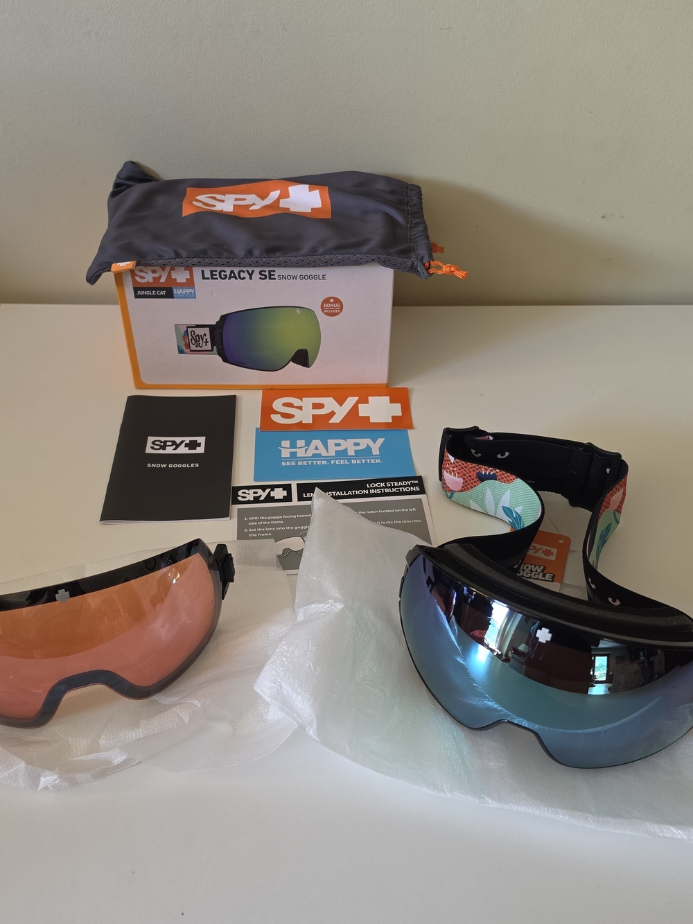 SPY Legacy SE Snow Goggles — Black Frame with Blue-Green Mirror Lens